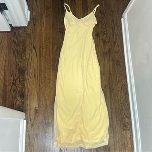 Women’s Yellow Lace Slip Dress - Yellow